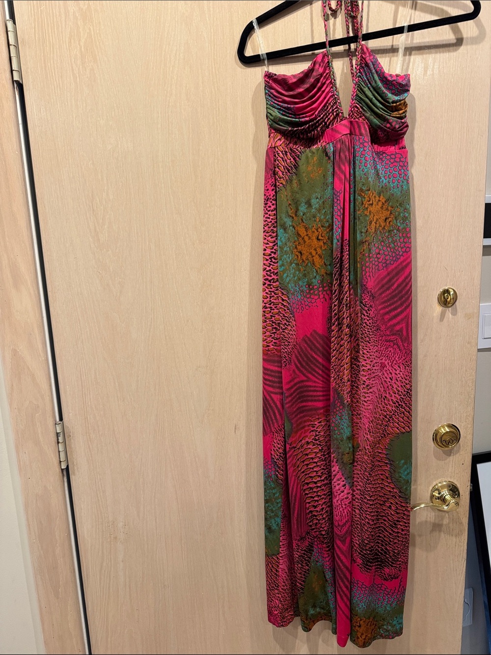 Halter Maxi Dress in Pink Multi